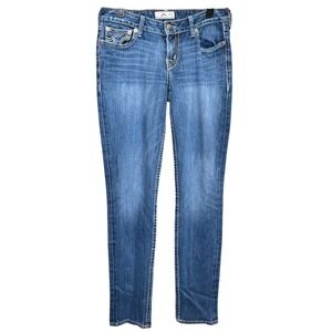 PRVCY Blue Skinny Jeans Womens 28 London Medium Wash Contrast Stitch W50272ST8